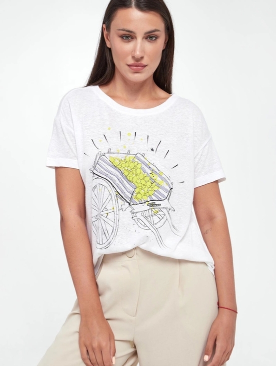 Armani Exchange Tops - NWT Armani Exchange White TShirt Lemon Cart Summer Designer Luxury XS Oversized